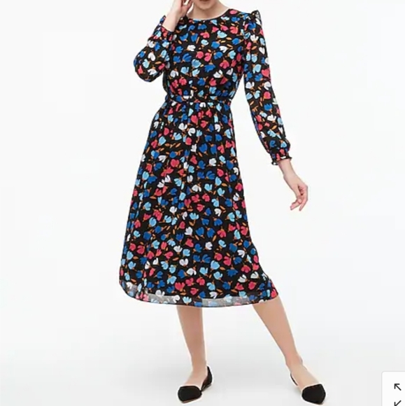 Nwt J.crew crinkle ruffled tiered midi dress